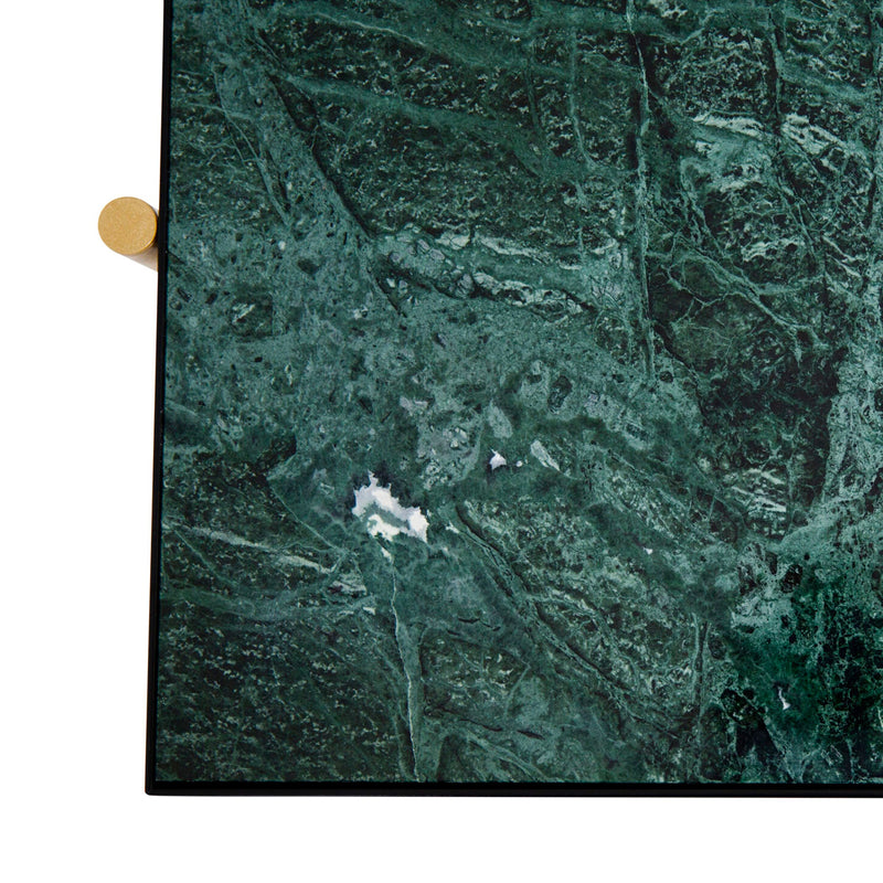 Handvärk Konsolbord, Grøn Marmor med Sort Stel og Messing - 46x184xH74