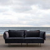 Handvärk Sofa, 2 Personers, Royal Blue Velour - 200x100xH68