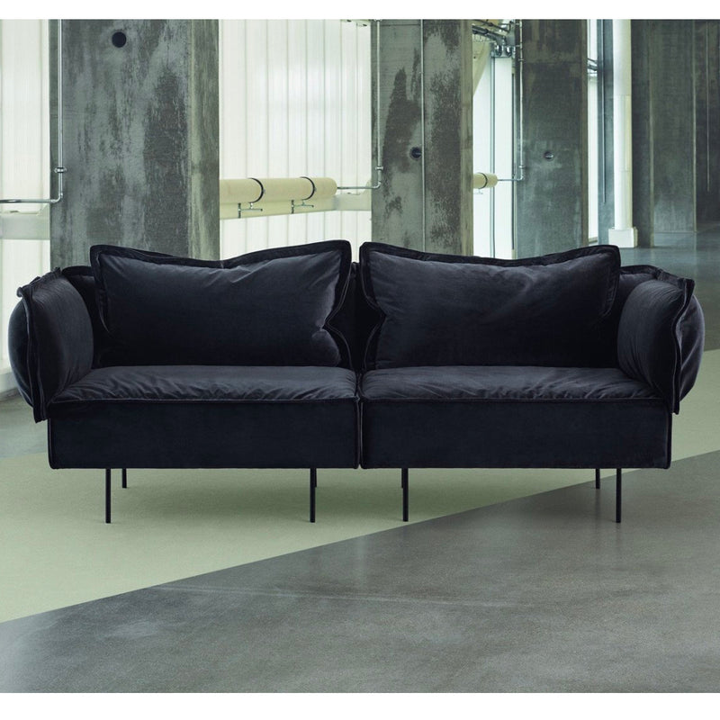 Handvärk Sofa, 2 Personers, Mørkegrå Velour - 200x100xH68