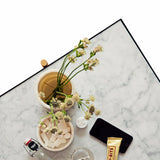 Handvärk Spisebord, Hvid Marmor med Sort Stel og Messing - 96x184xH74