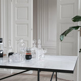 Handvärk Spisebord, Hvid Marmor med Sort Stel og Messing - 96x230xH74